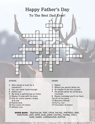 Father's Day crossword puzzle