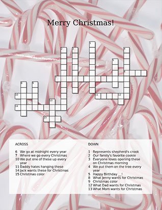 Christmas crossword puzzle