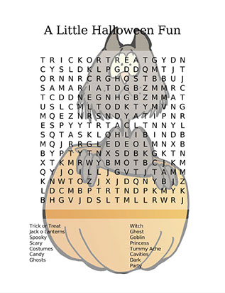 Halloween word search puzzle